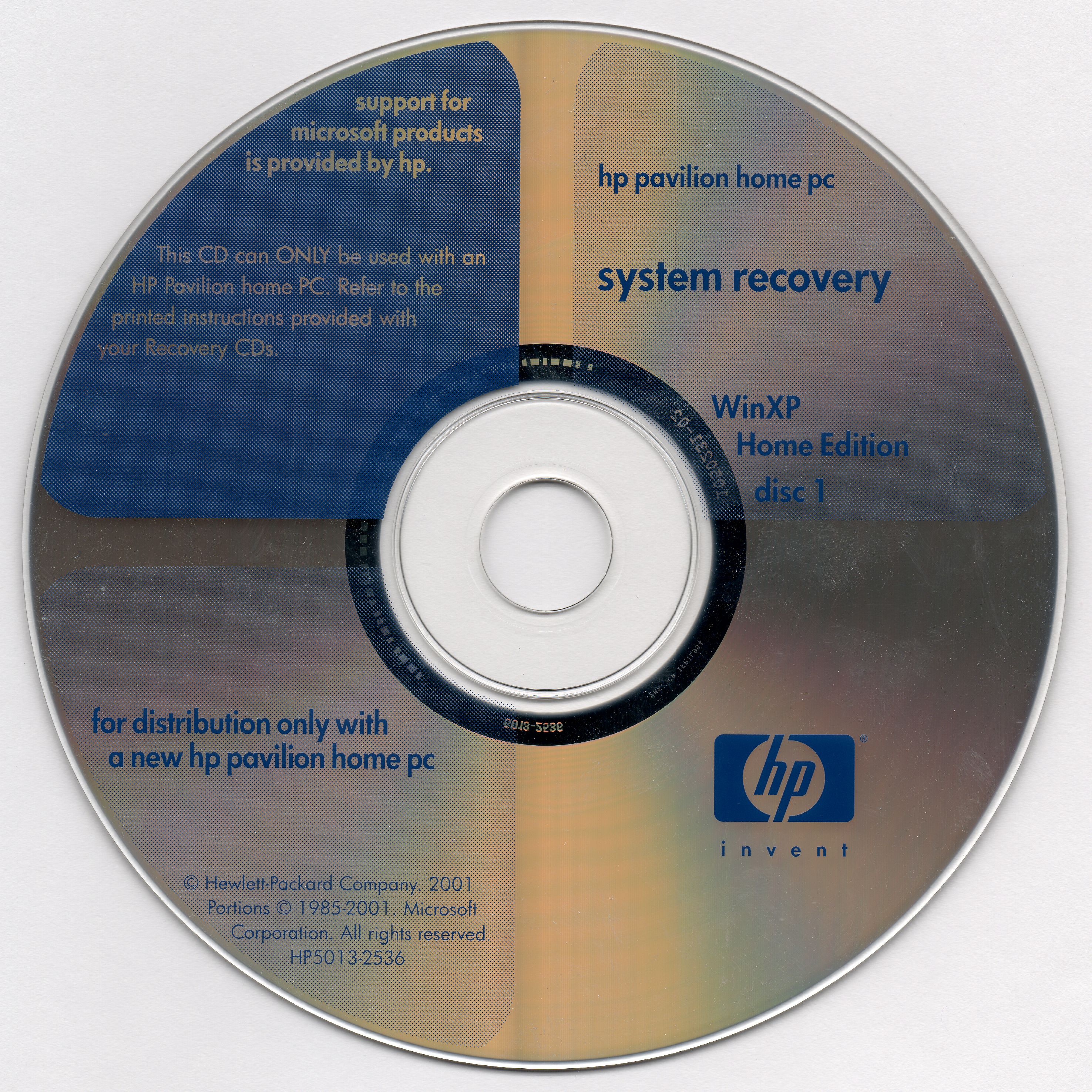HP Pavilion Home PC System Recovery (Windows XP Home Edition) HP